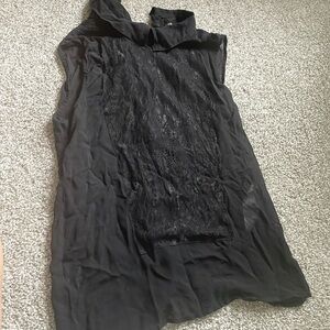 Maje size 1 black button up tank shirt with lace.
